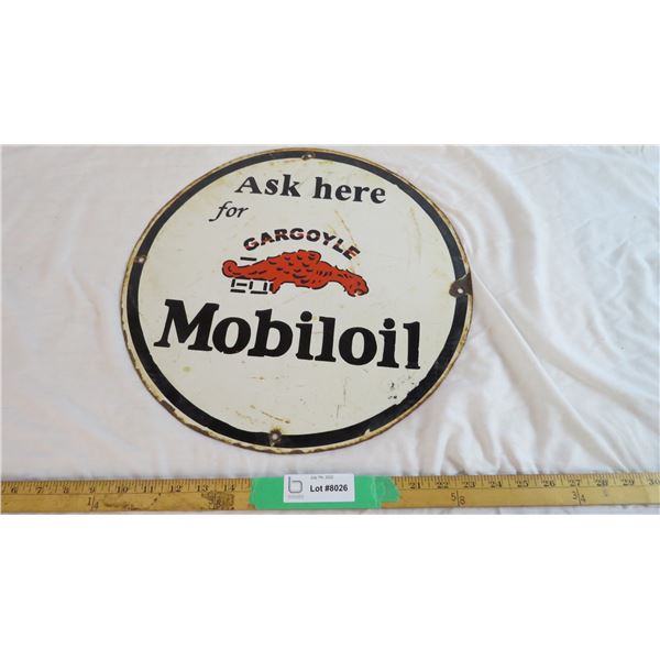 Gargoyle Mobiloil - Fantasy porcelain sign (16" diameter)