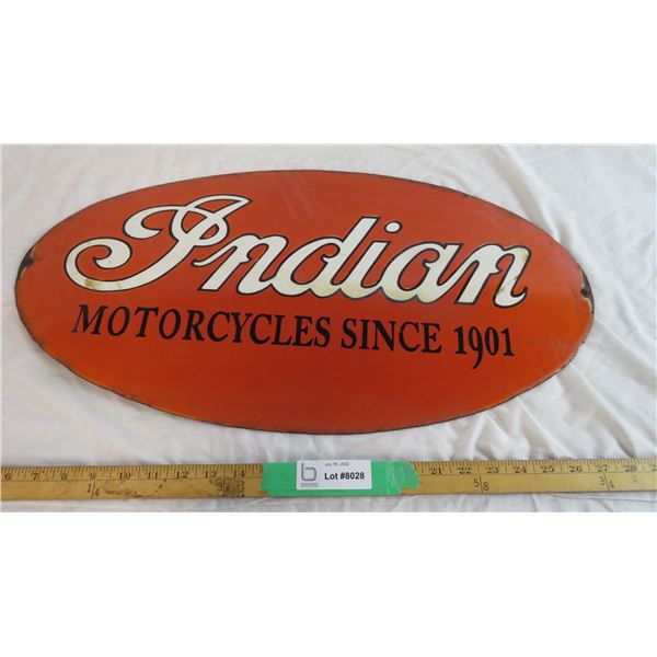 Indian Motorcycles - Fantasy porcelain sign (25" long)