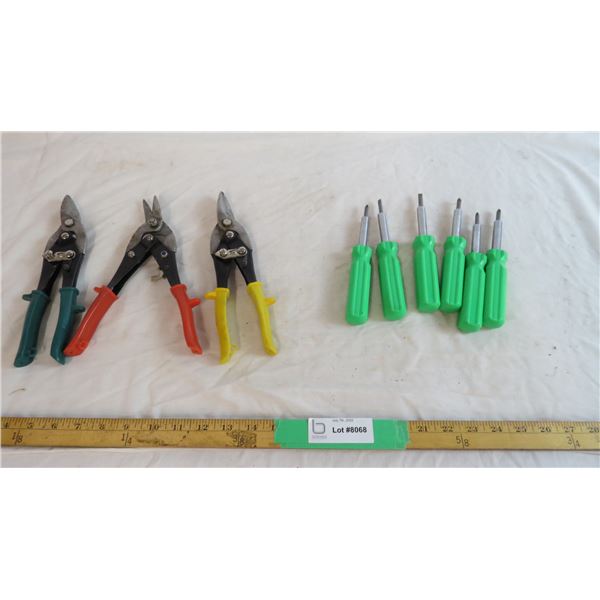 (3) Metal snips and 6 matching screw drivers