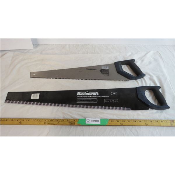 Mastercraft Demolition Saw 28" and Mastercraft Aggressive tooth saw 22" long