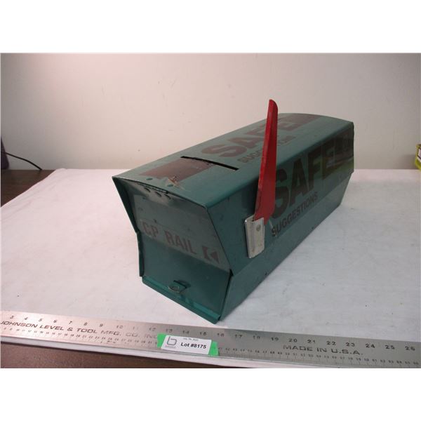 CP rail safety suggestion box in the shape of mailbox