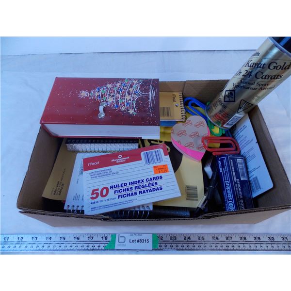 box of assorted stationery, pens and notebooks etc..
