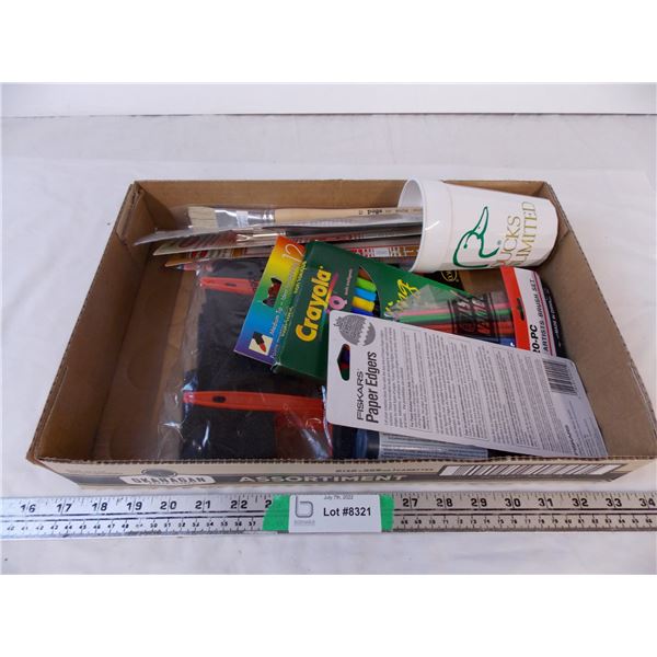 paint brushes, markers,scissors,foam brushes