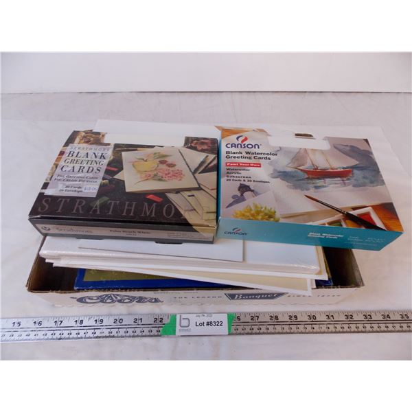 (2) boxes blank greeting cards, asstd sizes of stretched canvas