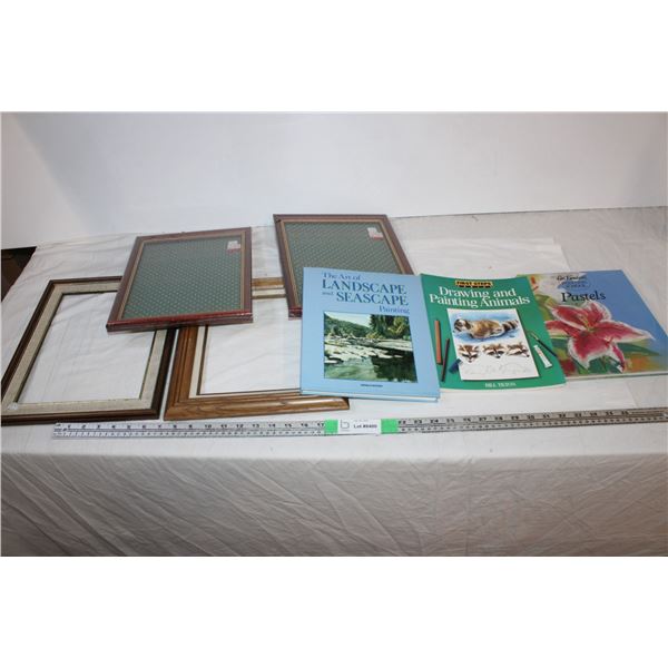 Various frames and painting books