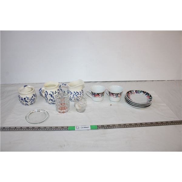 Teacup,saucers,candle holders,misc items