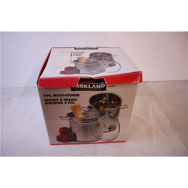 New in box Kirkland 4pc. Multi-cooker