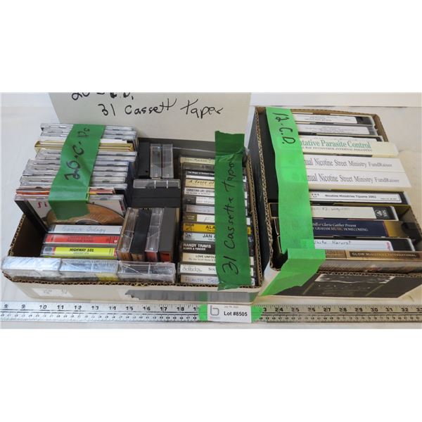 (2) boxes of cassettes, CD’s and VHS