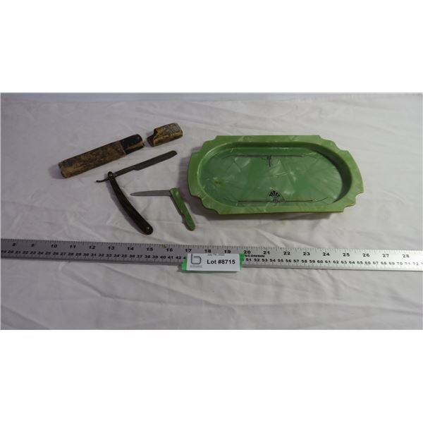 Straight Razor and Dresser Tray