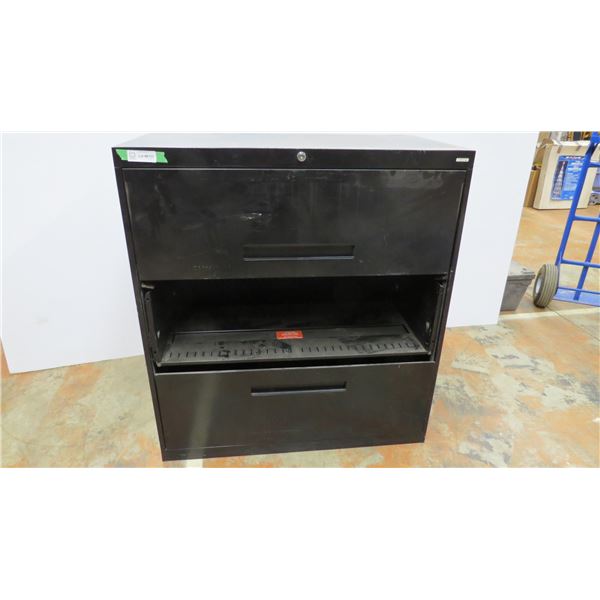 *3 Drawer Metal File Cabinet-missing one drawer front-18dx36wx39h