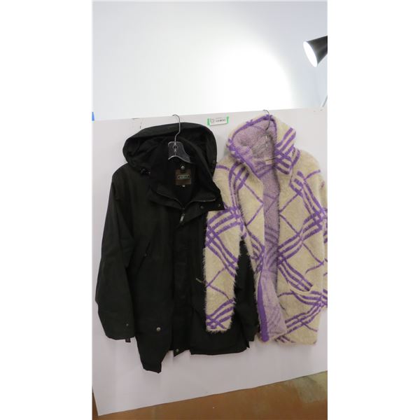 (2) Hooded Jackets-Green Med, Cream/Purple S/M