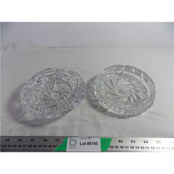 (2) Pinwheel Crystal Ashtrays