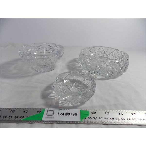 (3) Pinwheel Crystal Ashtrays