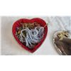 Image 2 : Metal heart jewelry box filled with misc things