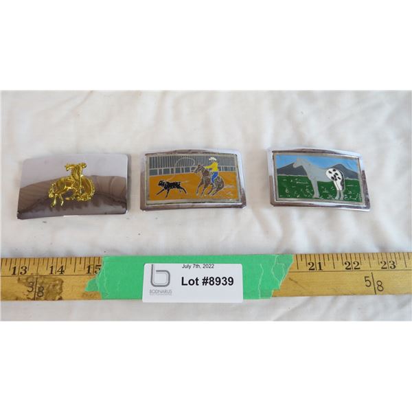 (3) Cowboy Belt Buckles