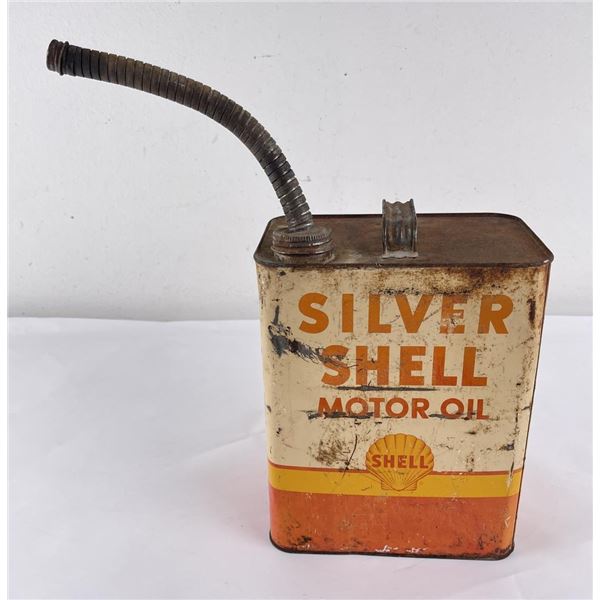 Silver Shell Motor Oil Can