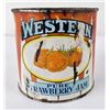 Western Pure Strawberry Jam Advertising Tin Can