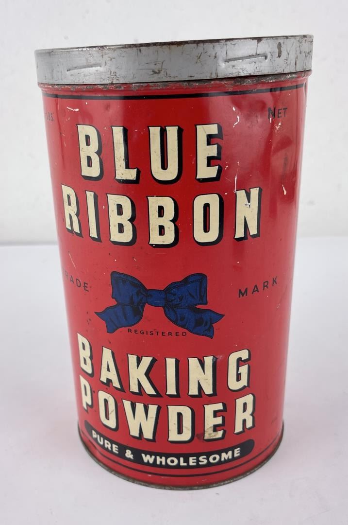 Blue Ribbon Baking Powder Tin Can