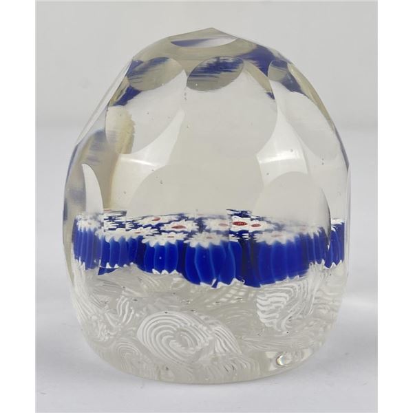 Antique Faceted Millefiori Glass Paperweight