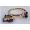 Image 2 : 14k Gold Sapphire Ring and Earrings Set