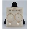 Image 1 : 14k Gold Pearl Hoop Earrings