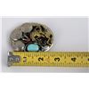 Image 3 : Turquoise and Coral Bucking Bronc Belt Buckle