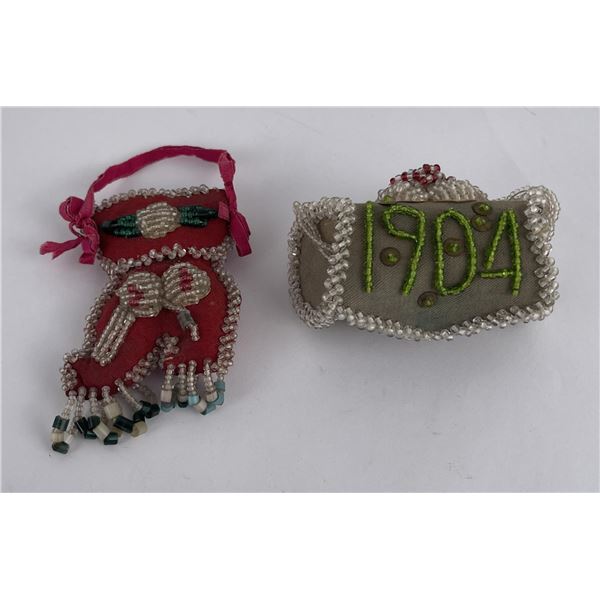 Pair of Antique Iroquois Indian Beaded Whimseys
