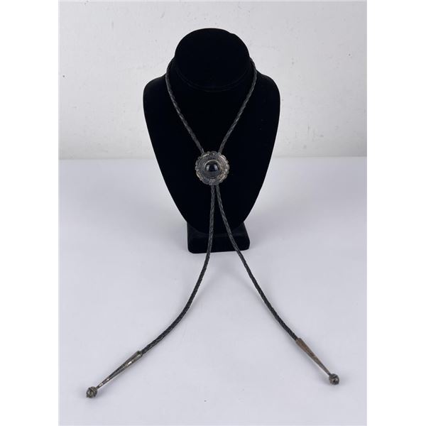 Navajo Sterling Silver Jet Bolo Tie