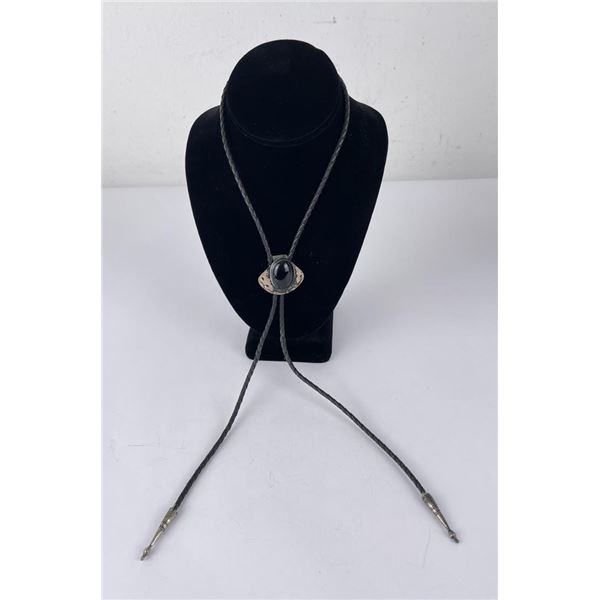 Navajo Sterling Silver Jet Bolo Tie