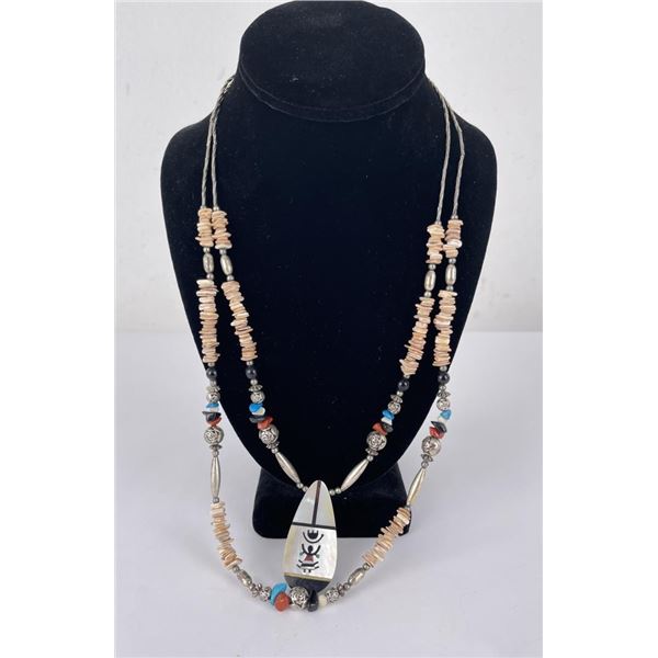 Zuni Inlaid Sterling Silver Necklace