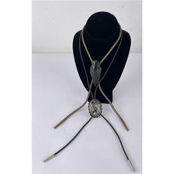 Damascene and Indian Arrowhead Bolo Ties