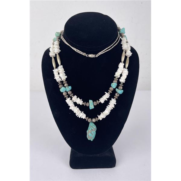 Navajo Turquoise Sterling Silver Shell Necklace