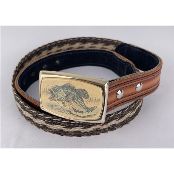 Cowboy Horsehair Scrimshaw Belt & Buckle