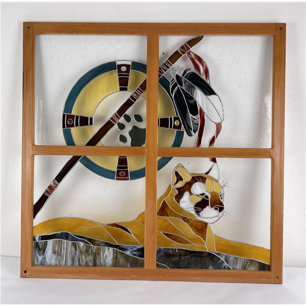 Custom Made Mountain Lion Stained Glass Window