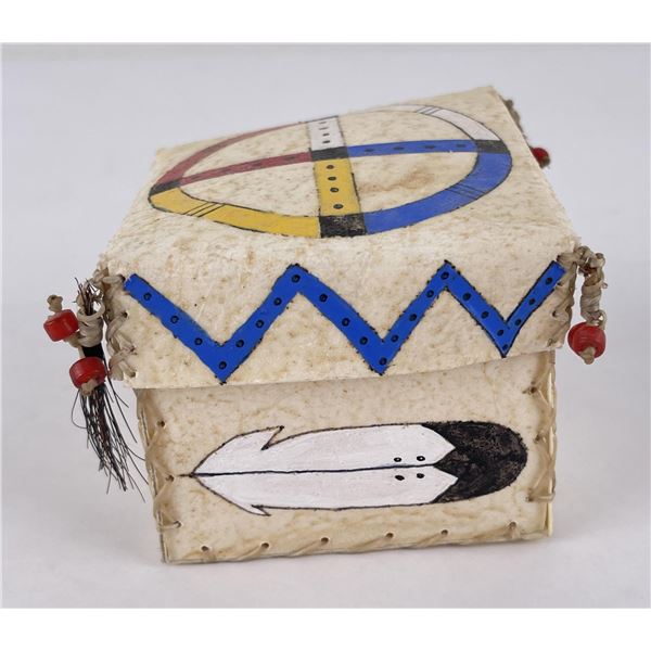 Painted Native American Indian Parfleche Box