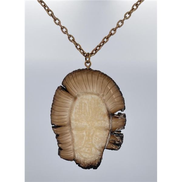 Alaskan Inuit Eskimo Mammoth Carved Necklace