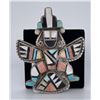 Image 1 : Zuni Knifewing Inlaid Sterling Silver Brooch