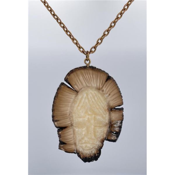 Alaskan Inuit Eskimo Mammoth Carved Necklace