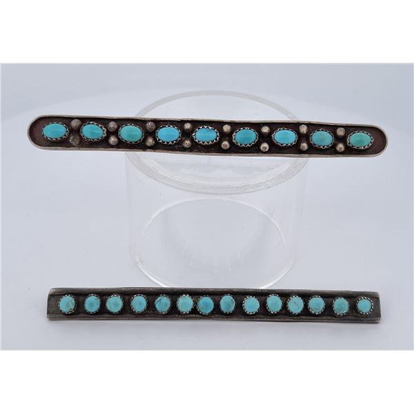 Navajo Indian Sterling Silver Turquoise Brooches