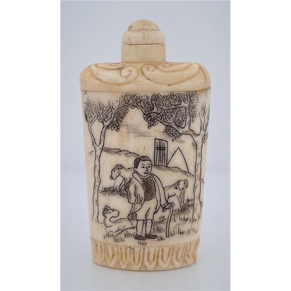 European Carved Bone Snuff Bottle