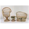 Image 2 : Miniature Wicker Peacock Chair Set