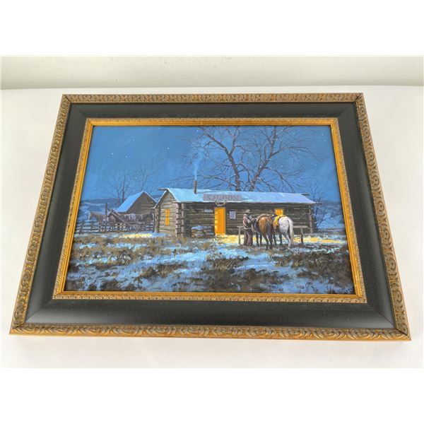 R E Pierce Oil on Board Painting