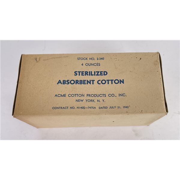 WW2 US Medical Dept Medical Sterilized Cotton