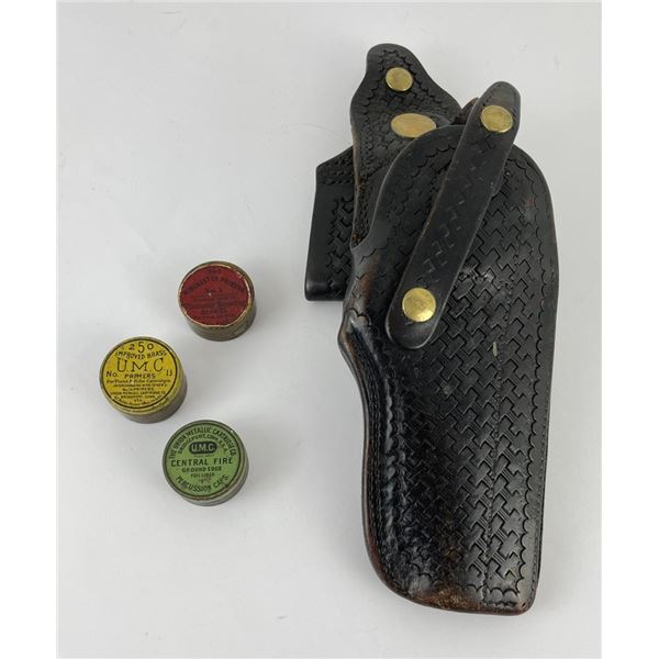 Police Holster and UMC Winchester Primer Tins