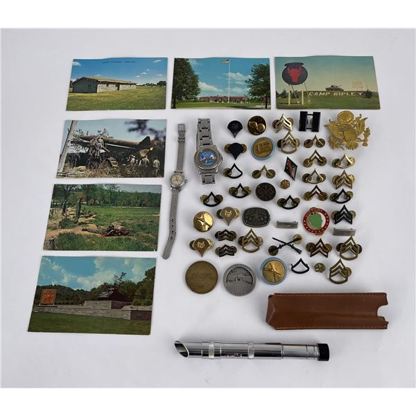 Collection of US Military Pins and Watches