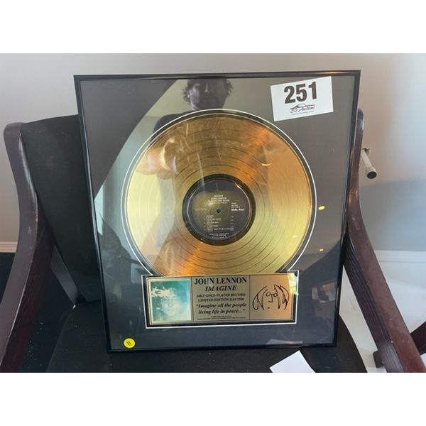 LTD EDITION FRAMED JOHN LENNON 24KT GOLD PLATED IMAGINE RECORD