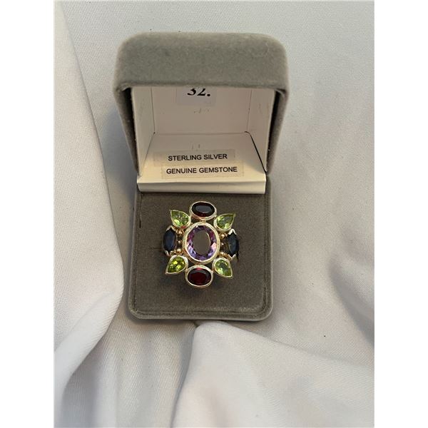 Sterling amythest peridot ringb