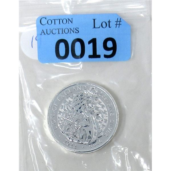 2 Oz. .9999 Silver 2022 Lion of England Coin