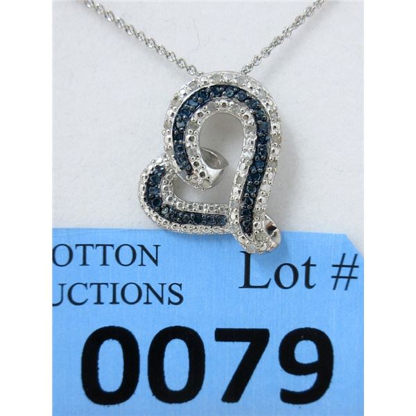 1/2 CTW Blue & White Diamond Heart Necklace