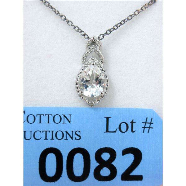 3.5 CT White Topaz & Diamond Pendant